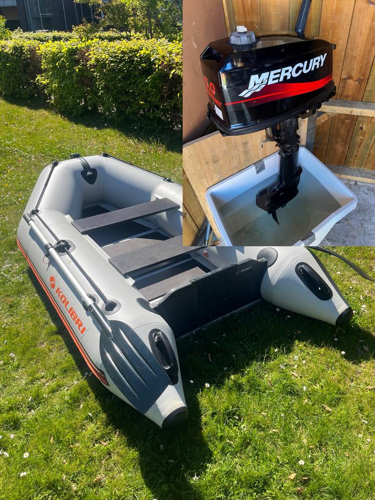 Kolibri KM-260 rubberboot + Mercury 5pk 2-takt, Watersport en Boten, Ophalen, Zo goed als nieuw