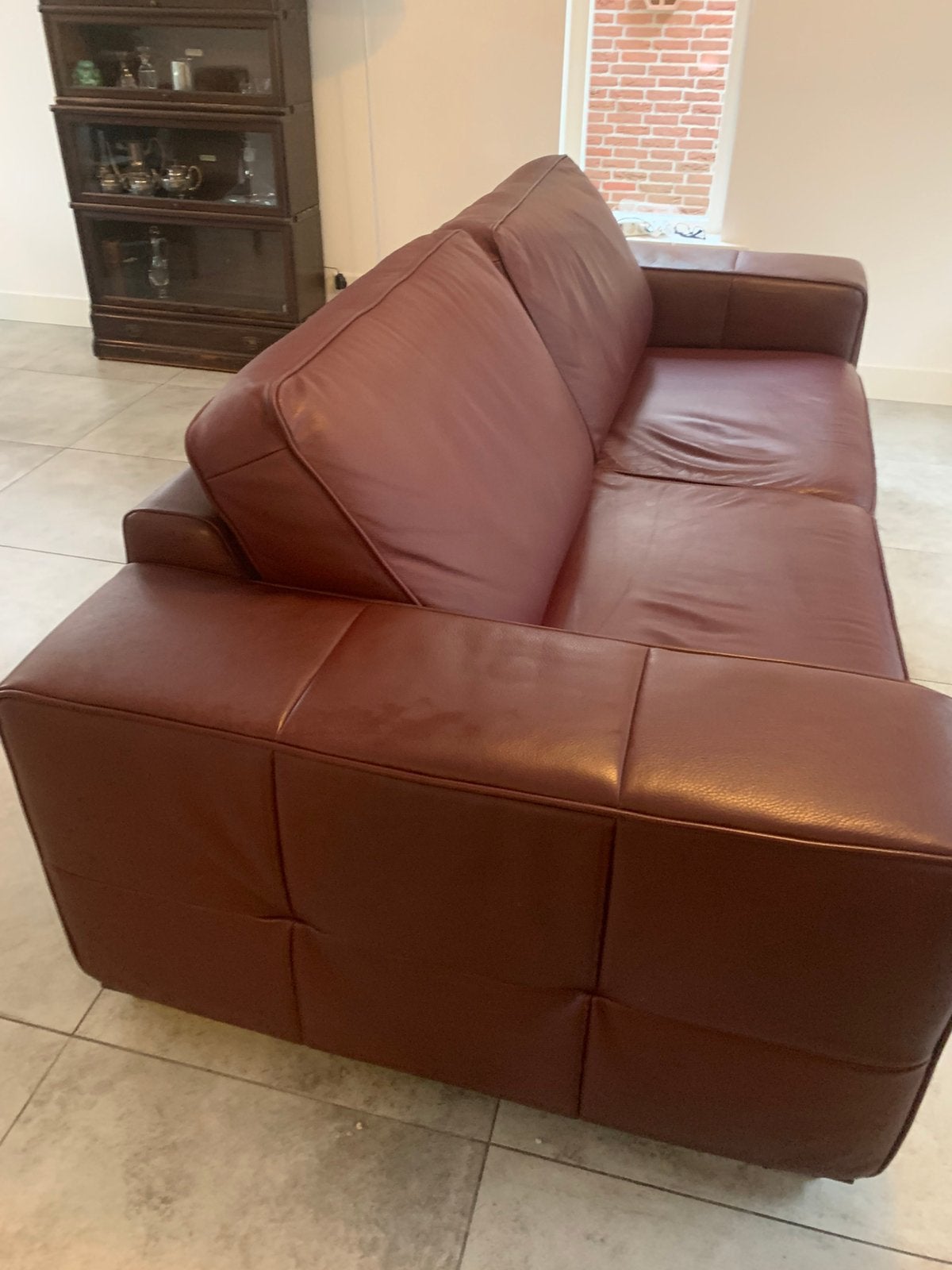 Robuust leren bank (stel) Natuzzi, Ophalen, Gebruikt, 100 tot 125 cm, Modern klassiek