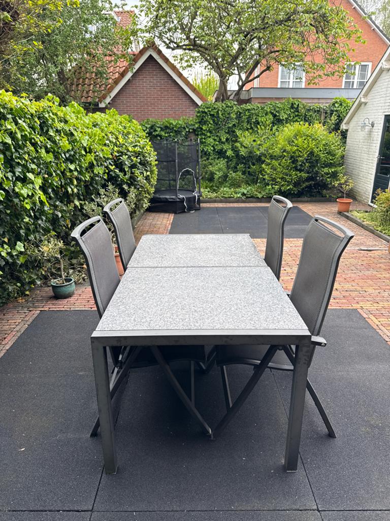 Tuinset met 4 stoelen en tafel, Tuin en Terras, Tuinsets en Loungesets, Ophalen, 4 zitplaatsen, Gebruikt, Eettafel