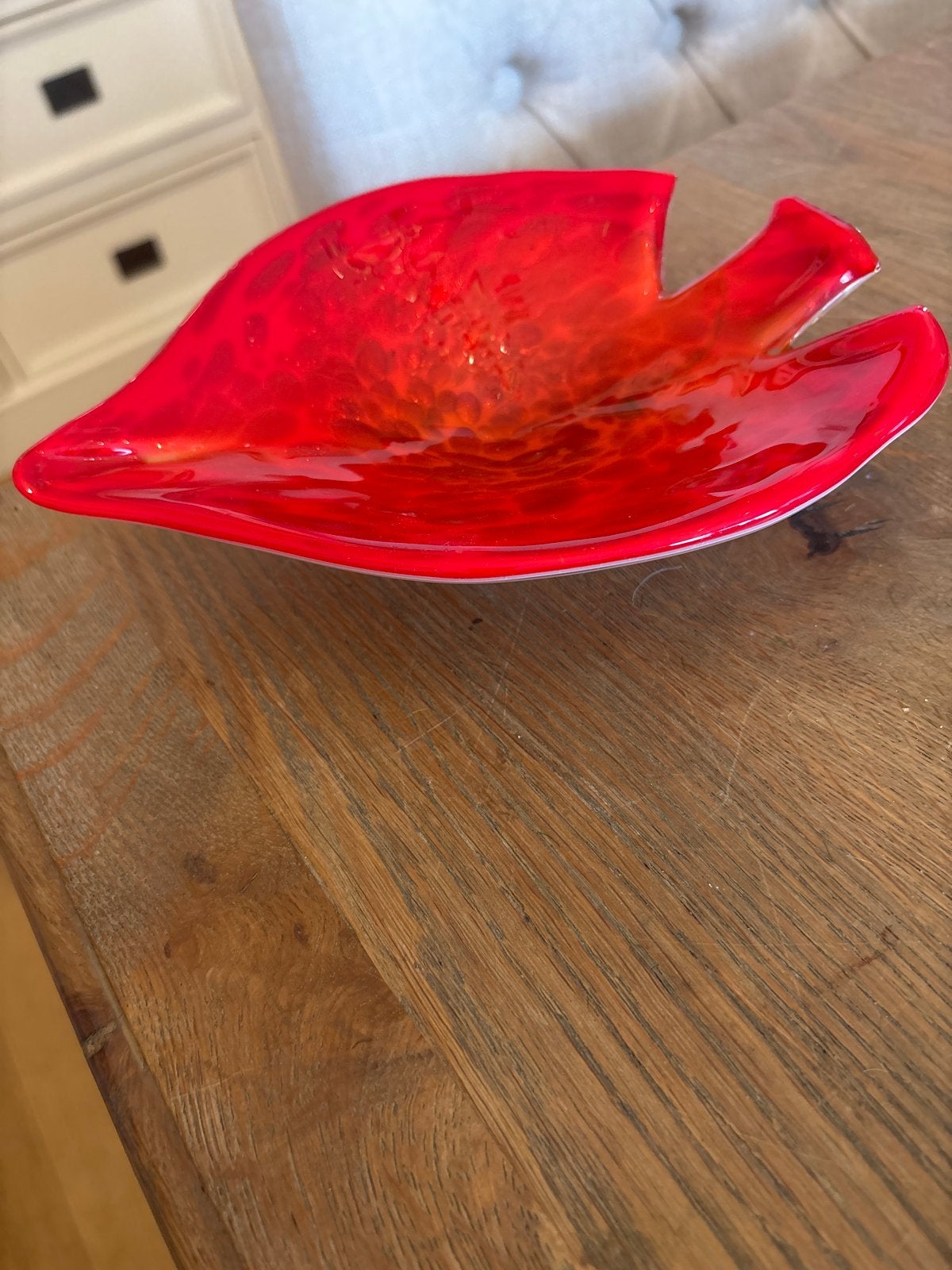 Prachtige Vintage Murano Glazen Schaal Vis / Bladvorm, Antiek en Kunst, Ophalen of Verzenden