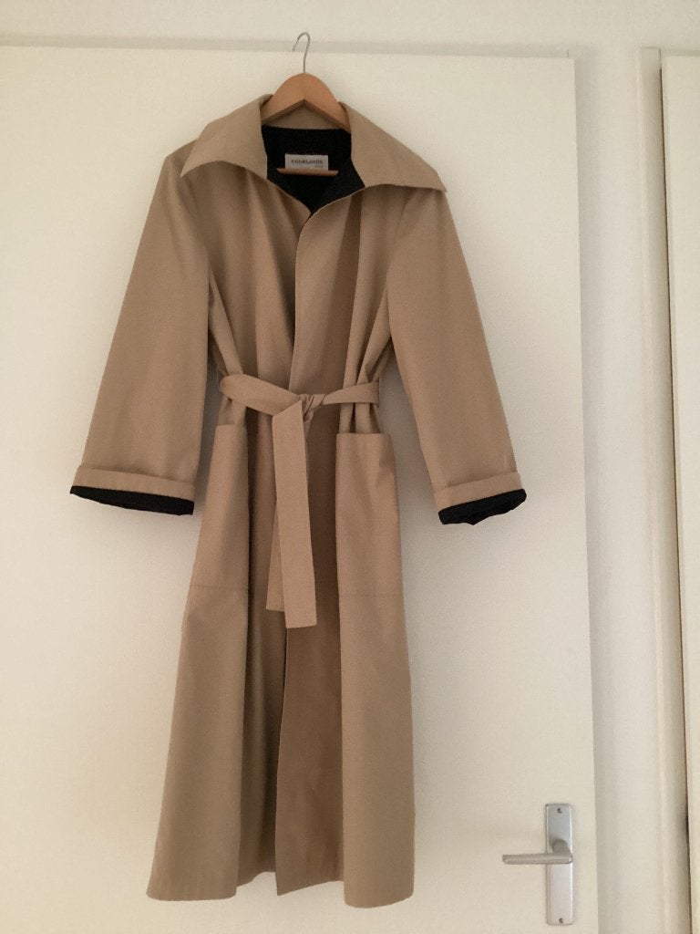 Vintage Courlande Paris Trench coat - 1970s/1980s, Beige, Ophalen of Verzenden, Maat 36 (S), Gedragen