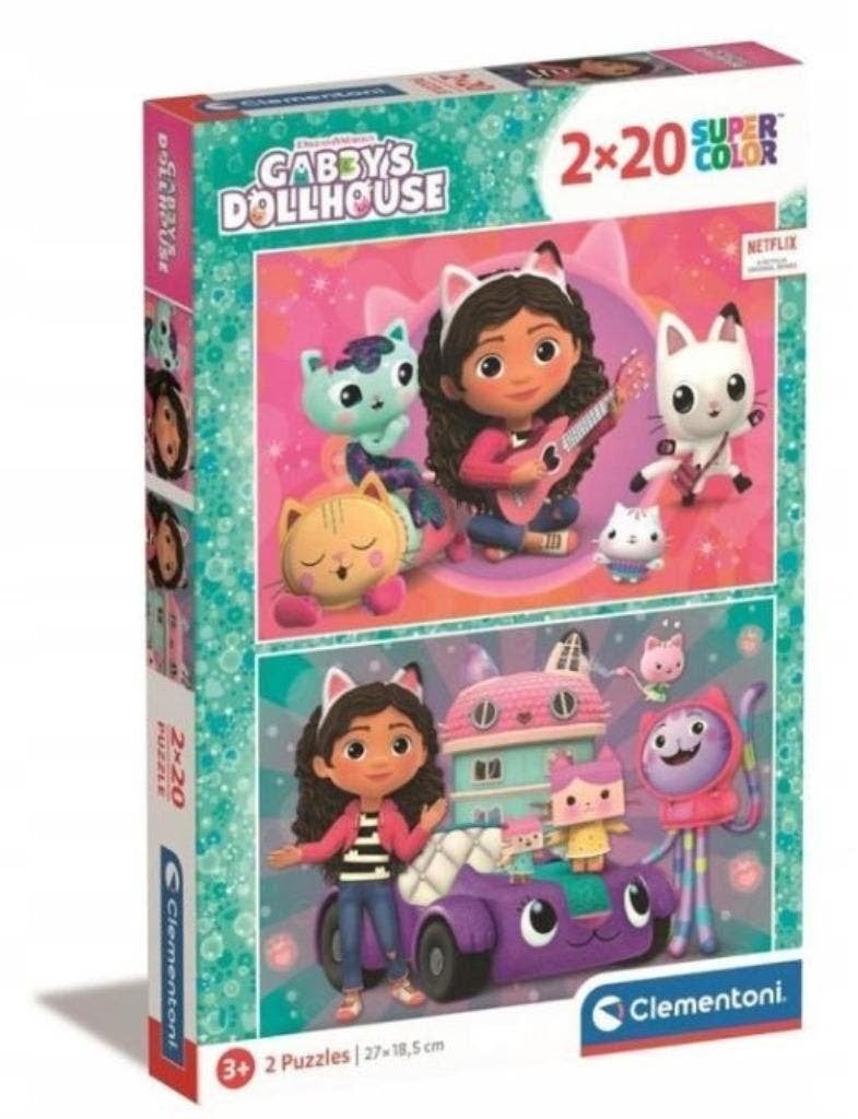 Clementoni Gabby's Poppenhuis 2 in 1 Puzzel - 2 x 20 stukjes, Ophalen of Verzenden, 10 tot 50 stukjes, Nieuw, 2 tot 4 jaar