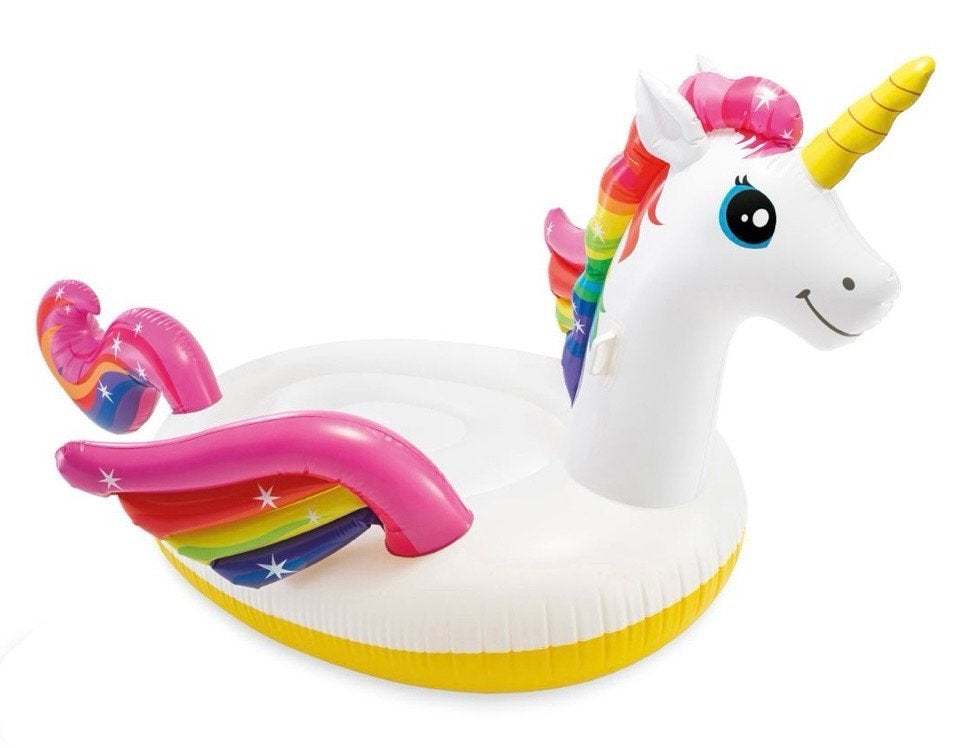 TE KOOP: Intex ride-on opblaasbare eenhoorn zwemband ZGAN, Ophalen of Verzenden, Zo goed als nieuw