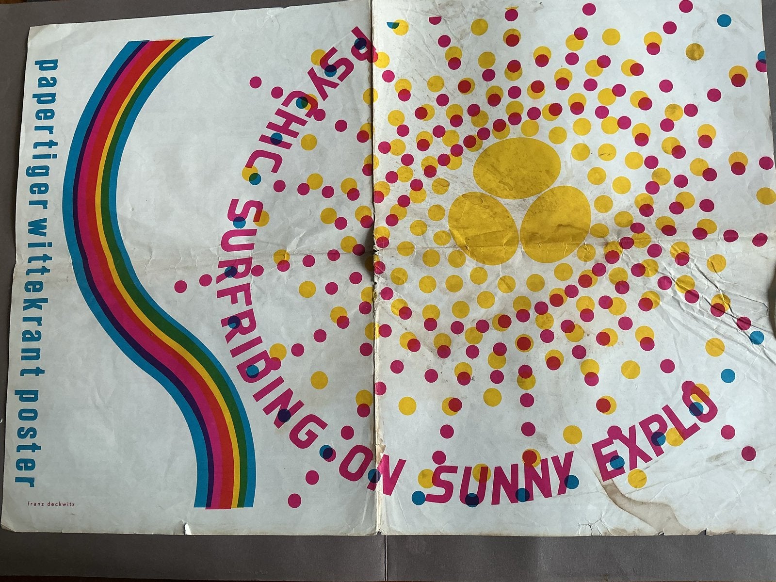 Vintage Papertiger Wittekrant Poster - Psychedelisch, Gebruikt, Verzenden, Deurposter of groter, Rechthoekig Liggend