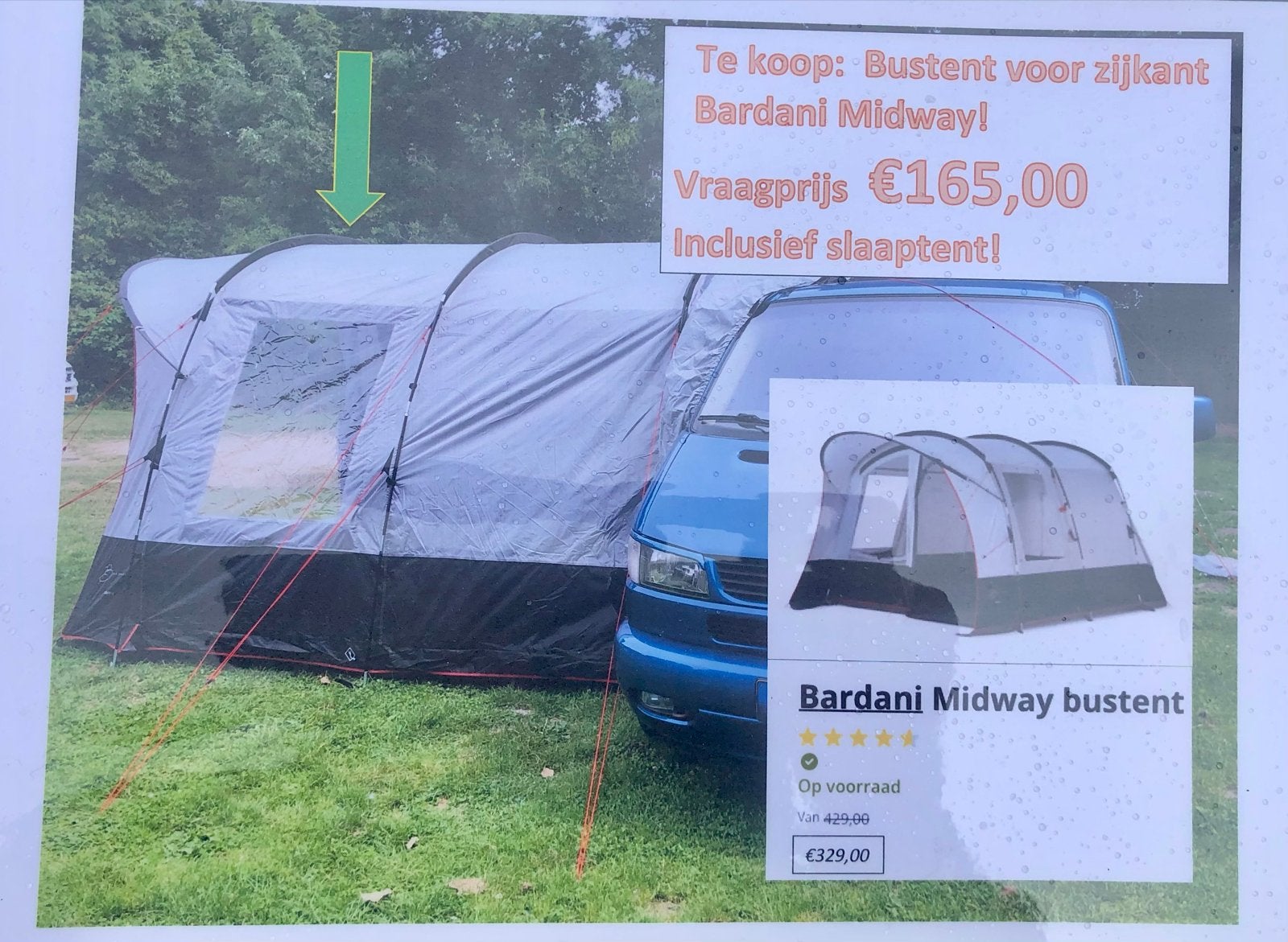 Bardani Midway Bustent voor zijkant inclusief slaaptent, Ophalen, Gebruikt, Tot en met 2