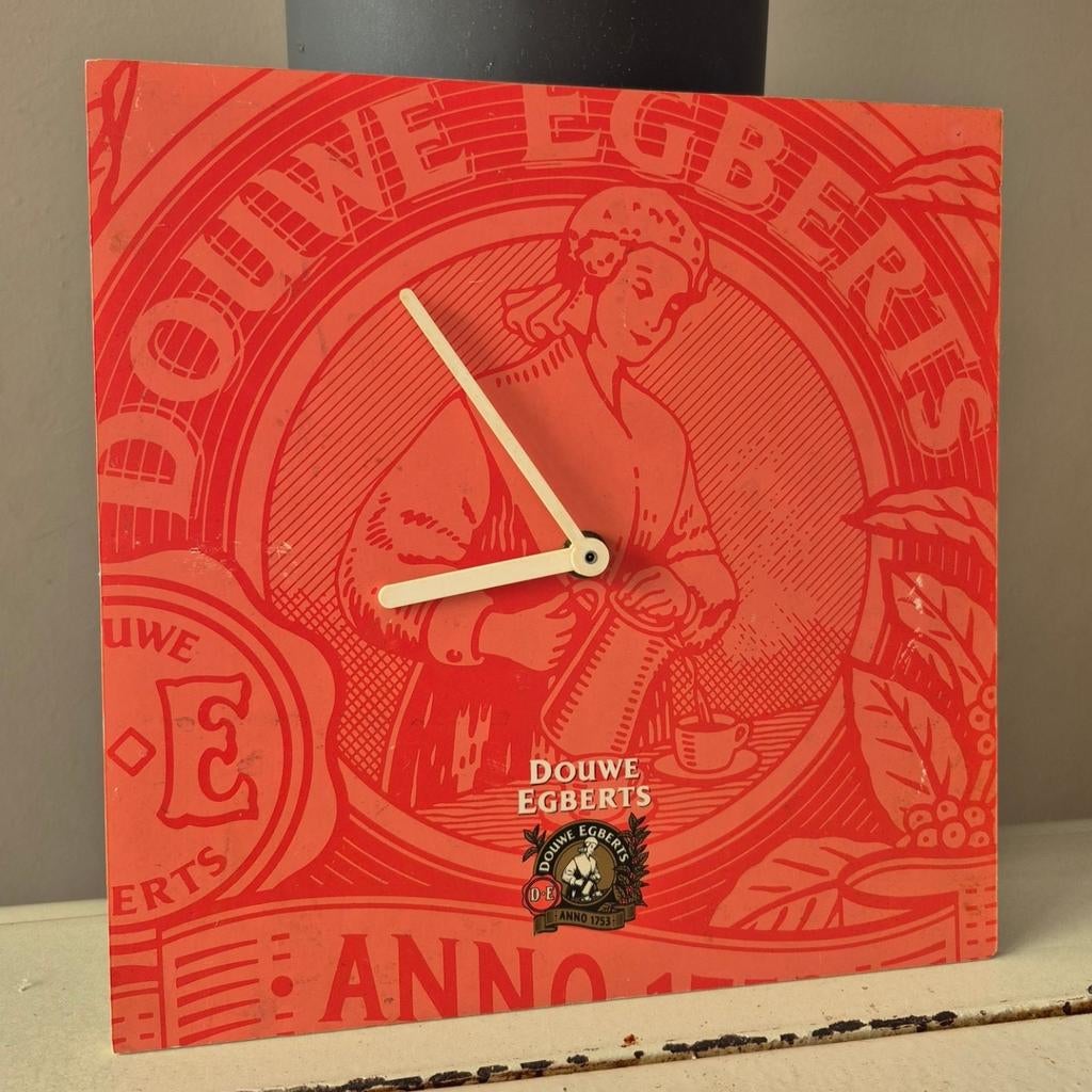 Vintage Douwe Egberts wandklok, Ophalen of Verzenden, Gebruikt, Analoog, Wandklok