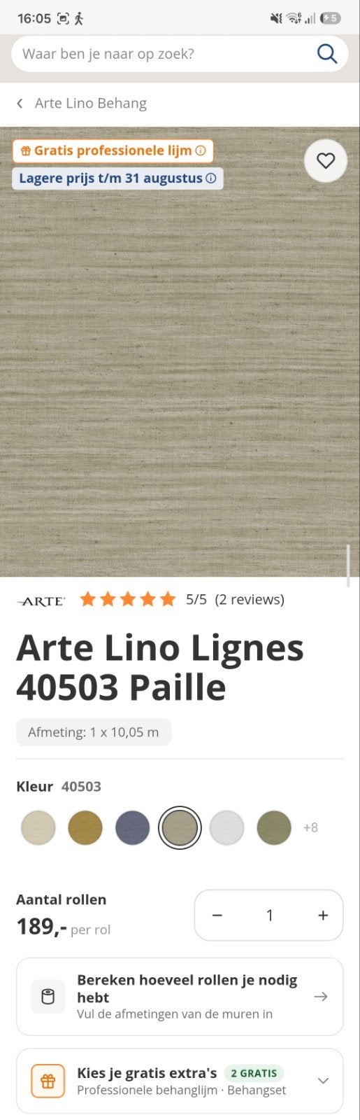 Arte lino lignes 40503 paille., Huis en Inrichting, Ophalen, Beige, Arte