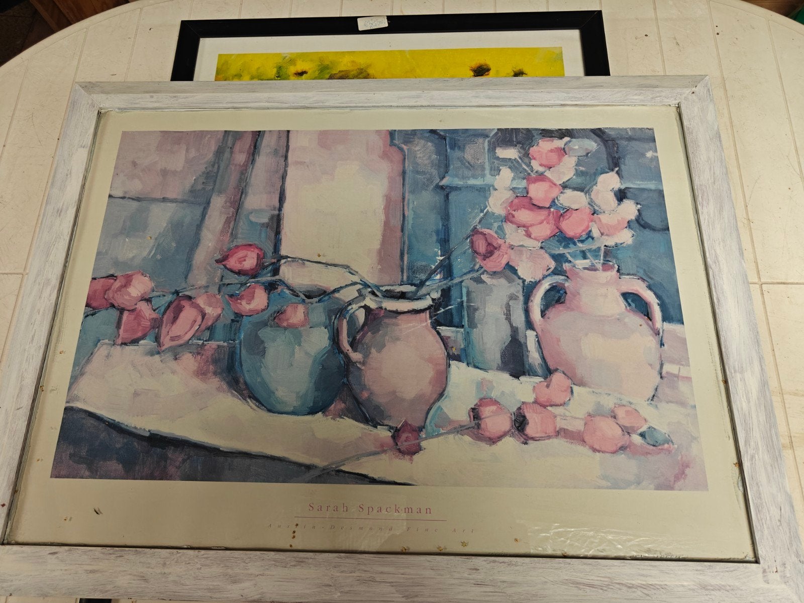 Sarah Spackman Stilleven met Roze Bloemen Print, Stilleven, Papier/karton, Ophalen of Verzenden, Ingelijst