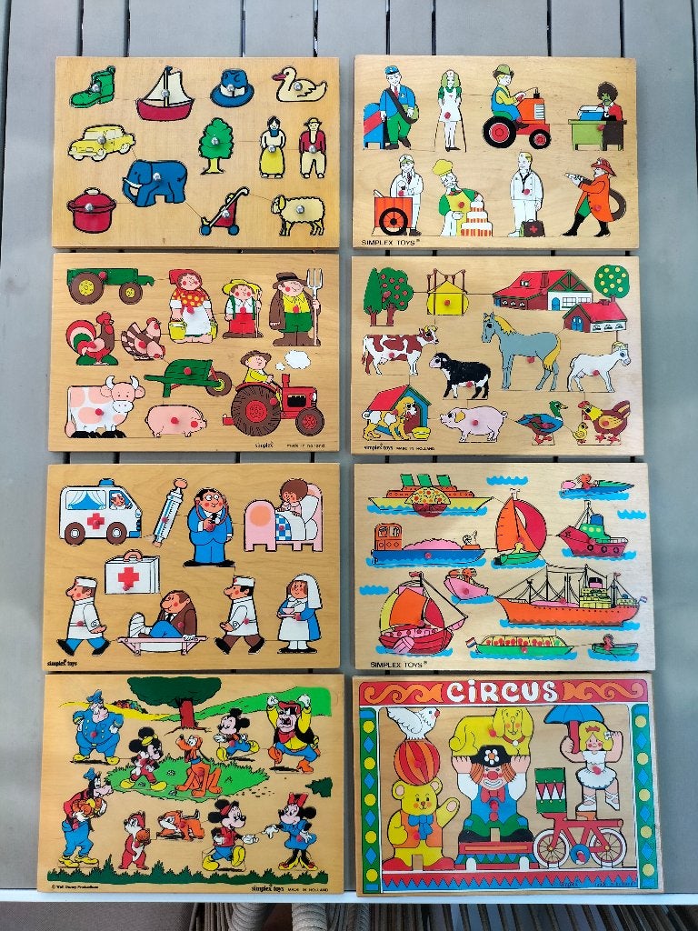Houten kinderpuzzels - Simplex, 2 tot 4 jaar, Gebruikt, Ophalen of Verzenden, Van hout