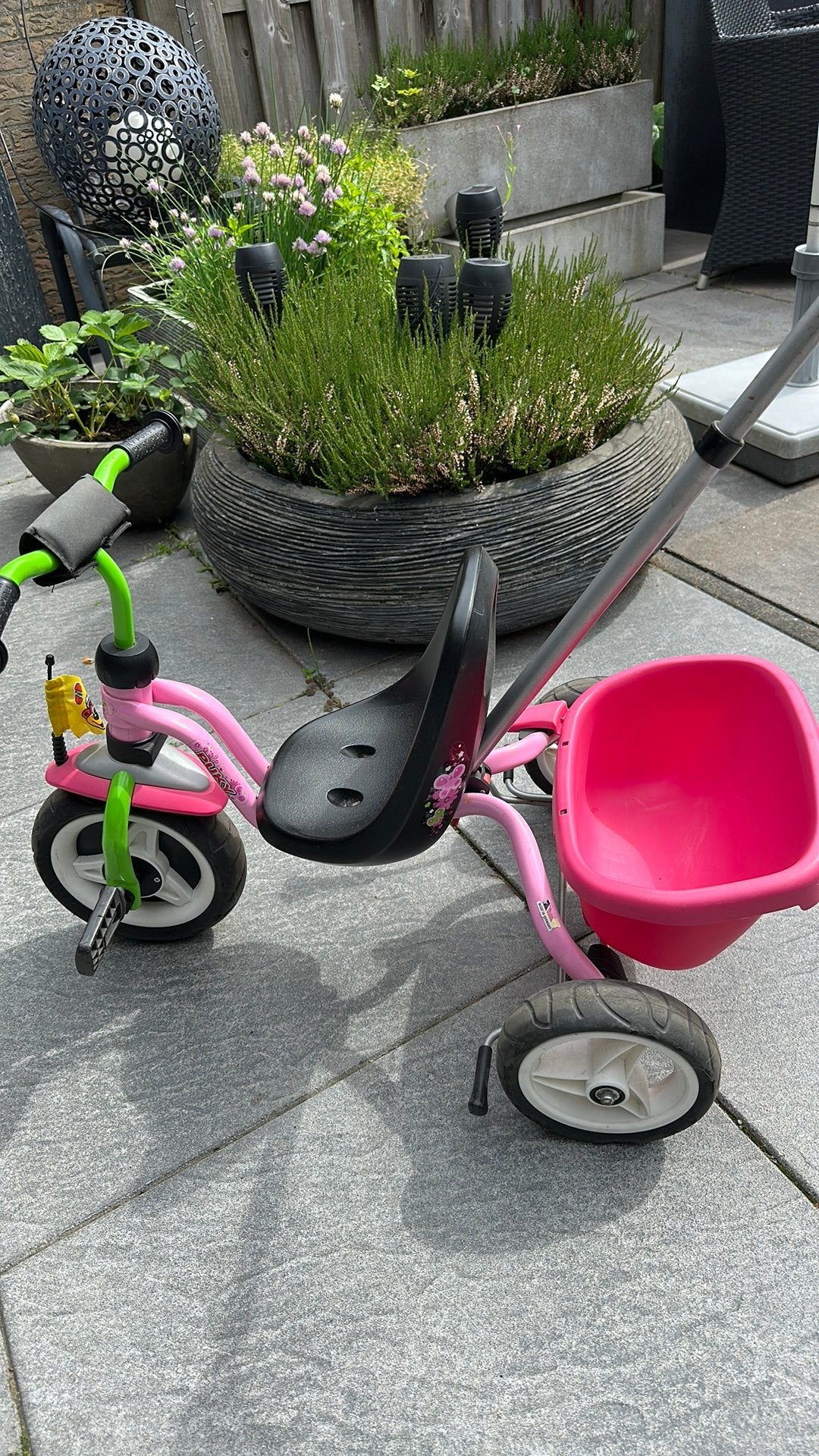 PUKY roze driewieler met duwstang., Ophalen, Gebruikt, Duwstang
