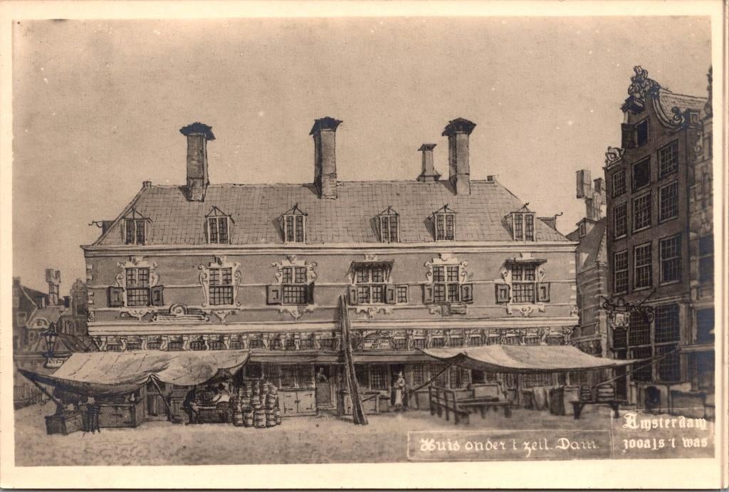 Amsterdam zooals 't was ~ Huis onder 't zeil Dam, Verzenden, Voor 1920, Ongelopen, Noord-Holland
