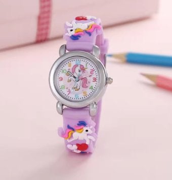 Nieuw 19 cm Quartz Kinderhorloge Eenhoorn, Verzenden, Nieuw, Paars, Jongen of Meisje
