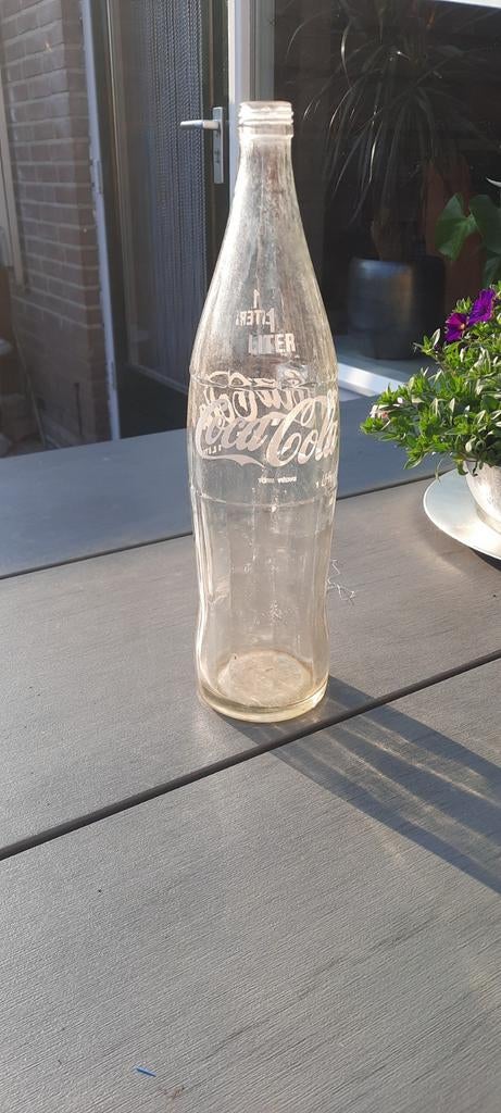 Oude vintage coca cola 1 liter glazen fles, Ophalen of Verzenden, Huis en Inrichting