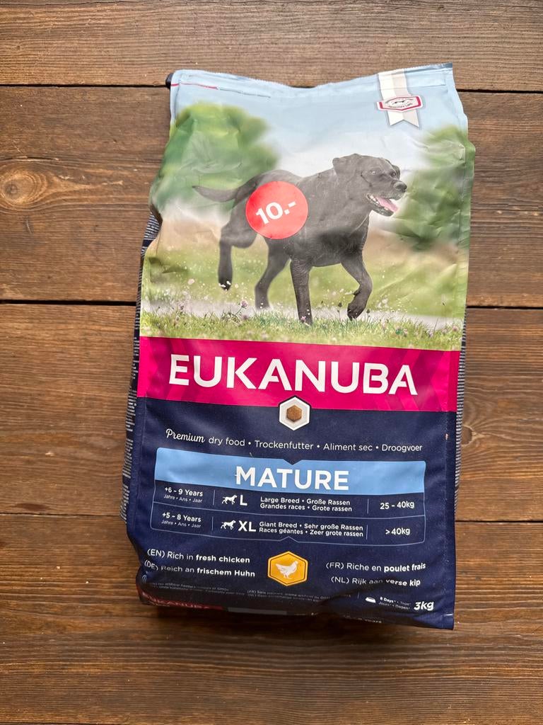 3 zakken a 3kg EUKANUBA MATURE hondenvoer ter overname, Ophalen, Hond