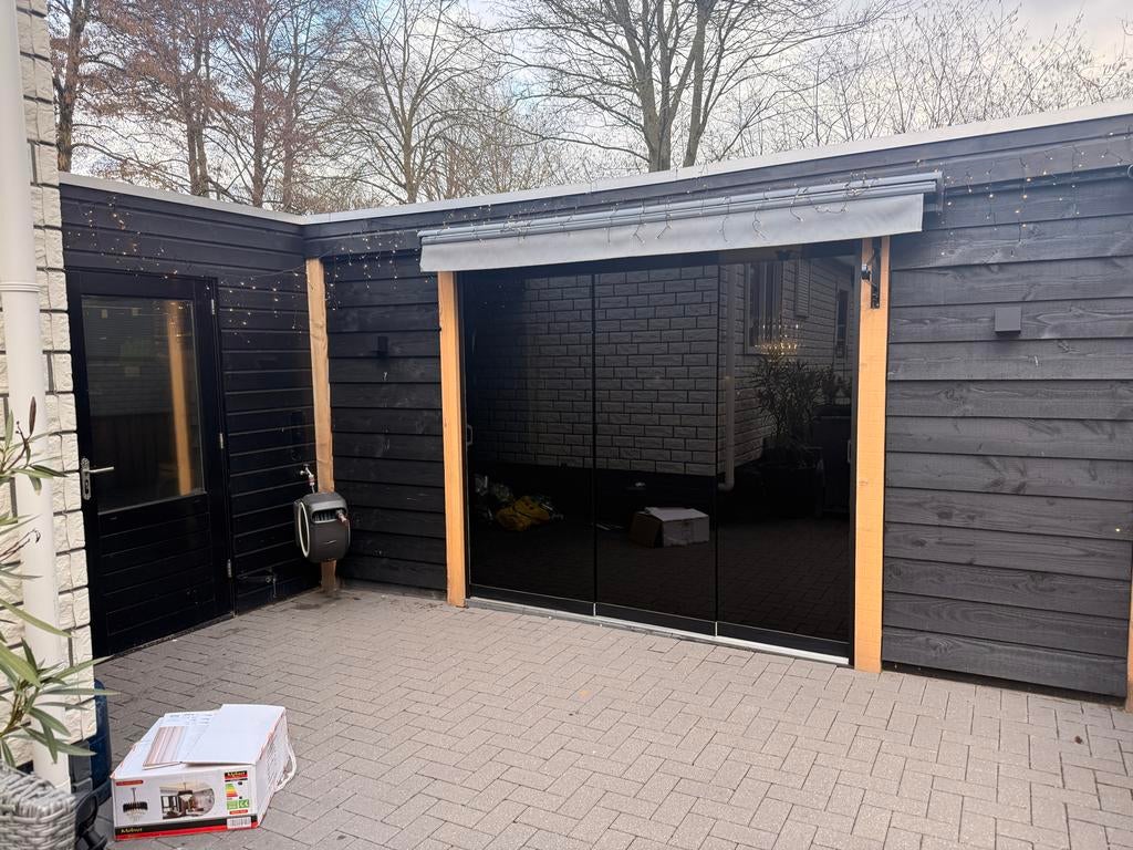 Glazen schuifdeuren zwart glas met rail en kozijn - zgan, Doe-het-zelf en Verbouw, Deuren en Horren, Ophalen, 120 cm of meer, Nieuw