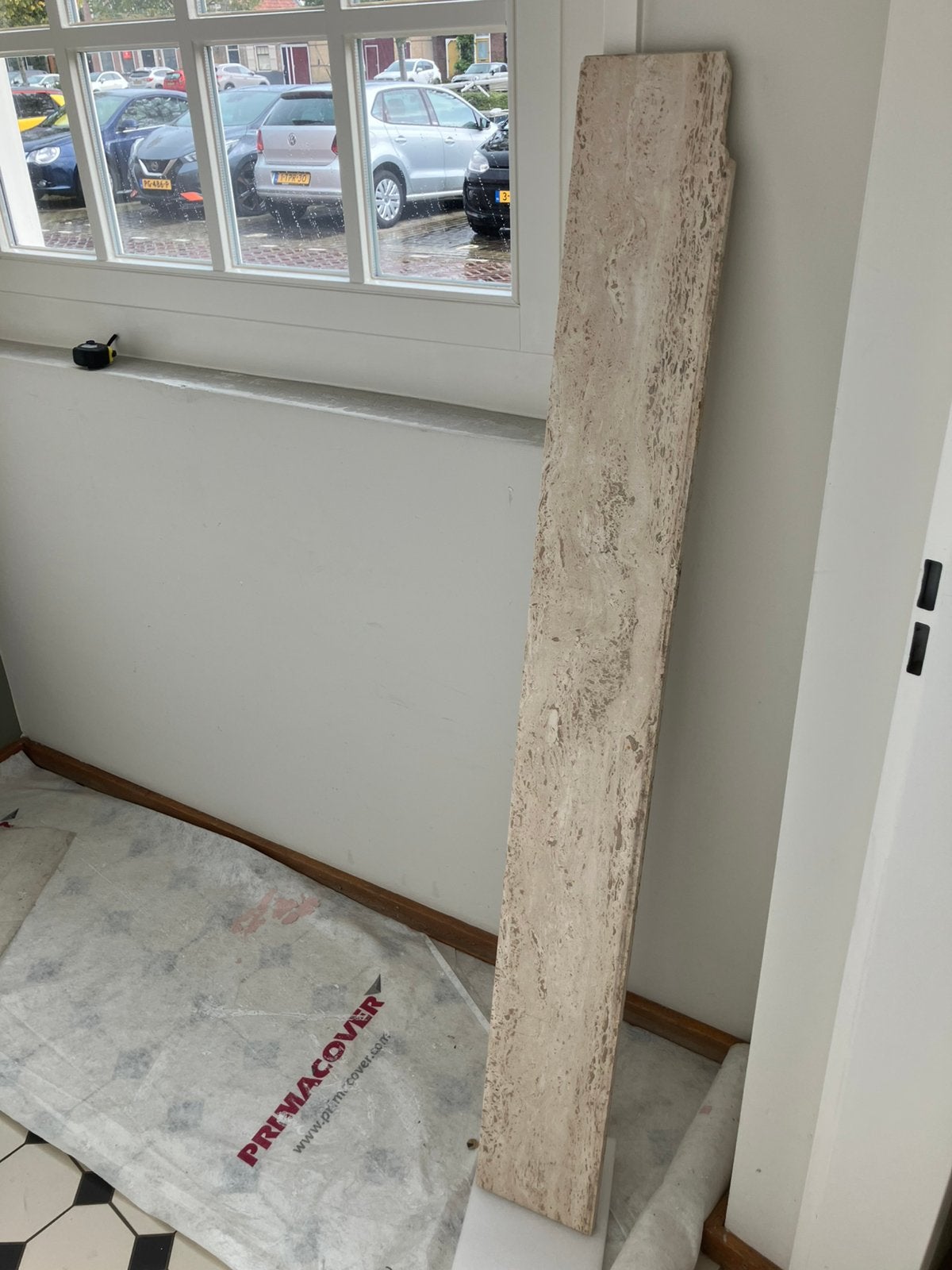 Travertin vensterbank 18x150 cm, Ophalen, Gebruikt, 100 tot 150 cm, Hardsteen