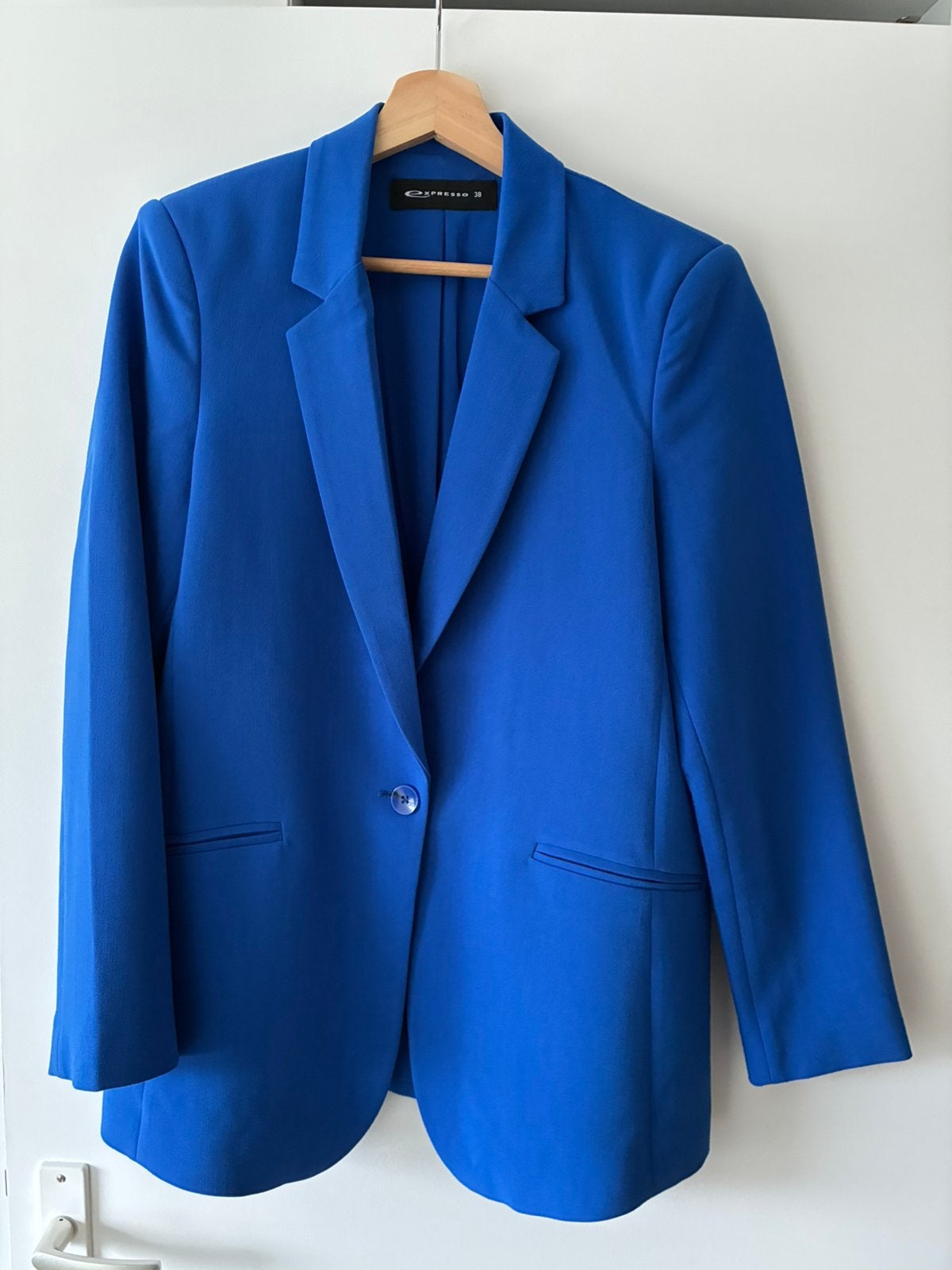 Prachtig blauw jasje expresso maat 38!, Ophalen of Verzenden, Zo goed als nieuw, Maat 38/40 (M), Blauw