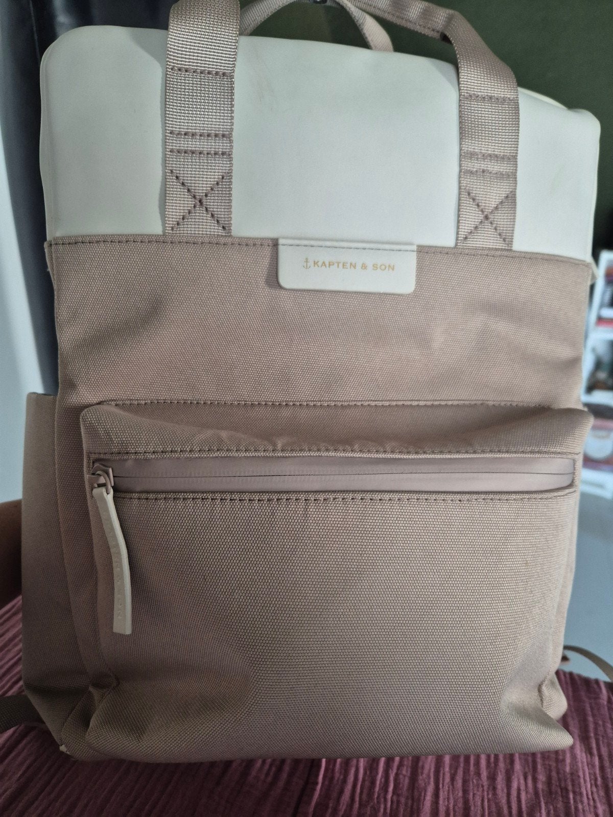 Kapten & Son rugzak - Beige/Wit, Ophalen, Gebruikt, 25 tot 40 cm, Overige merken