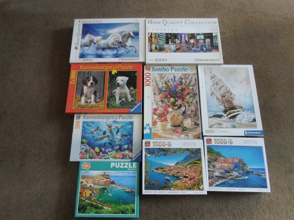 Puzzels     9   voor   10  euro., Ophalen of Verzenden, 500 t/m 1500 stukjes, Gebruikt