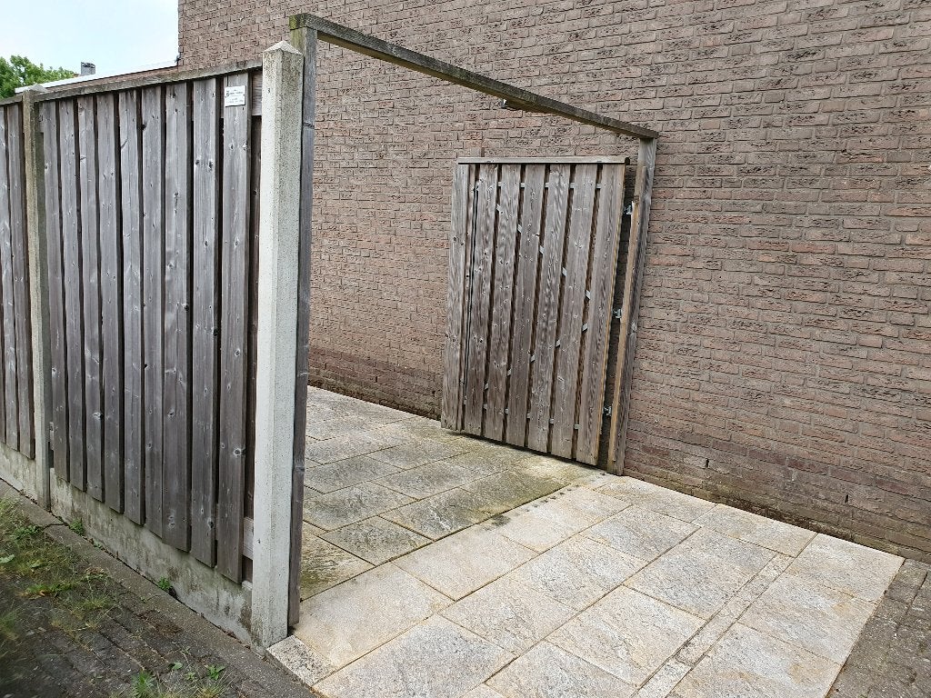 Dubbele schuttingdeur / poortdeur, Tuin en Terras, Tuinpoorten, Ophalen, Gebruikt, 200 cm of meer, Looppoort