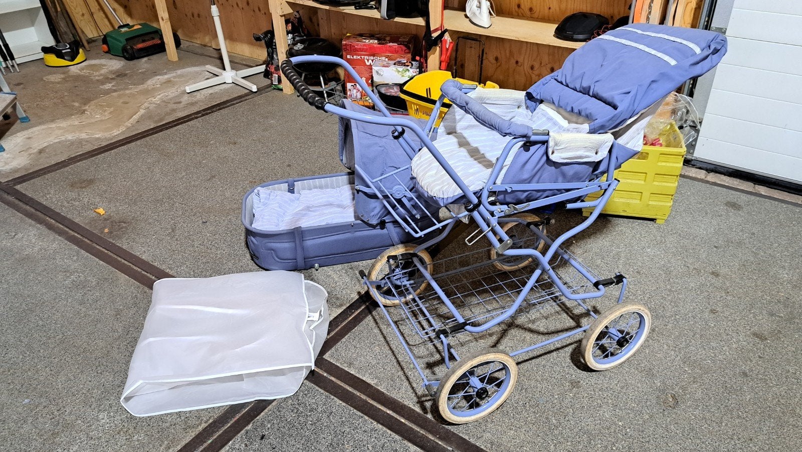 Vintage Kinderwagen met Reiswieg - Blauw, Ophalen, Gebruikt