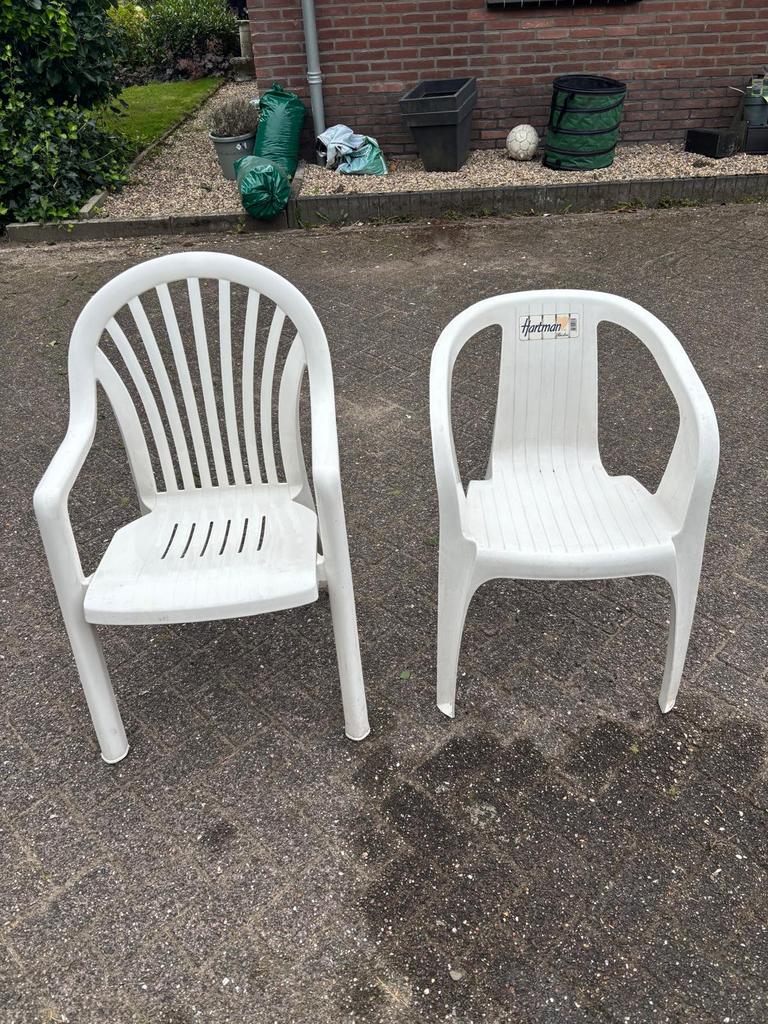 Tuinstoelen kuip wit stapelbaar per soort 4 stuks, Ophalen, Gebruikt, Kunststof, Stapelbaar