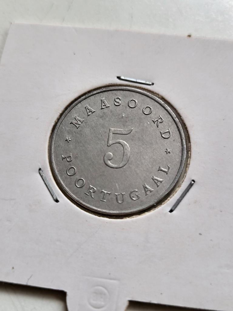 Inrichtingsgeld Maasoord Poortugaal waarde 5 aluminium, Postzegels en Munten, Penningen en Medailles, Ophalen of Verzenden, Overige materialen