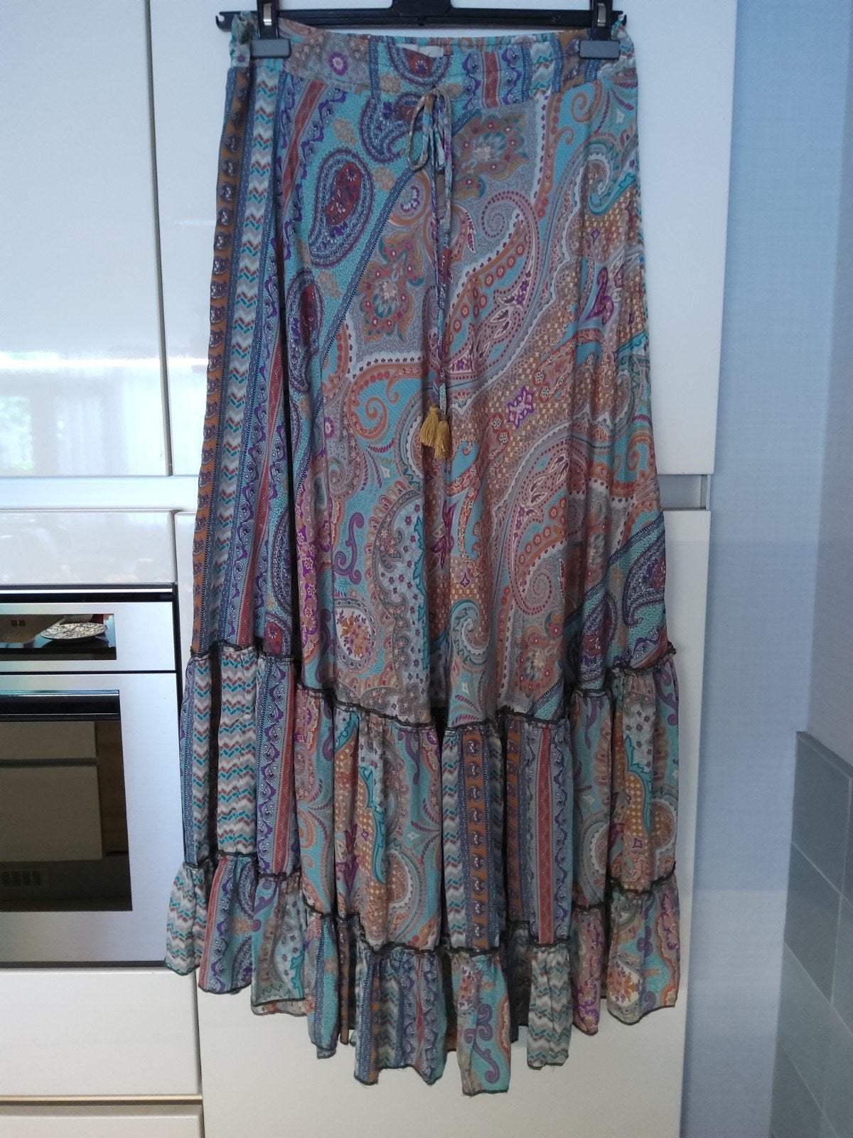 Moksha Ibiza zijden cirkelrok L, Kleding | Dames, Rokken, Overige kleuren, Maat 42/44 (L), Moksha Ibiza, Ophalen of Verzenden