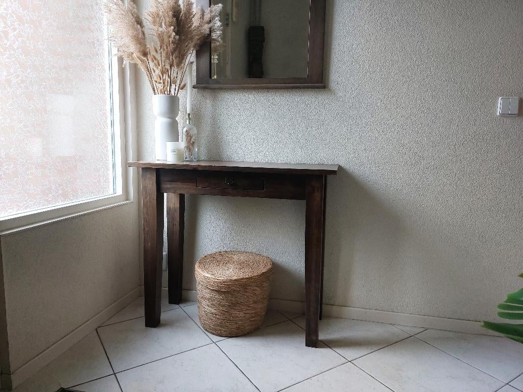 Bijzet tafel met spiegel Teak, Ophalen