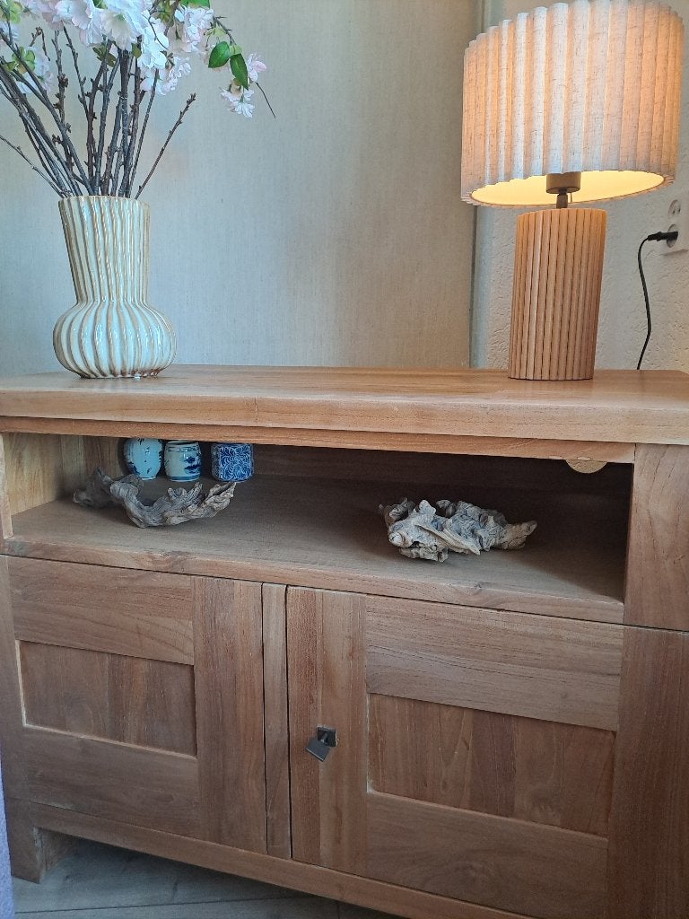 Tv meubel, Ophalen, Gebruikt, 100 tot 150 cm, Teakhout