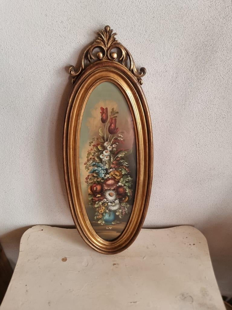 Olieverf schilderij bloemen stilleven L36 * schapenweide, Ophalen