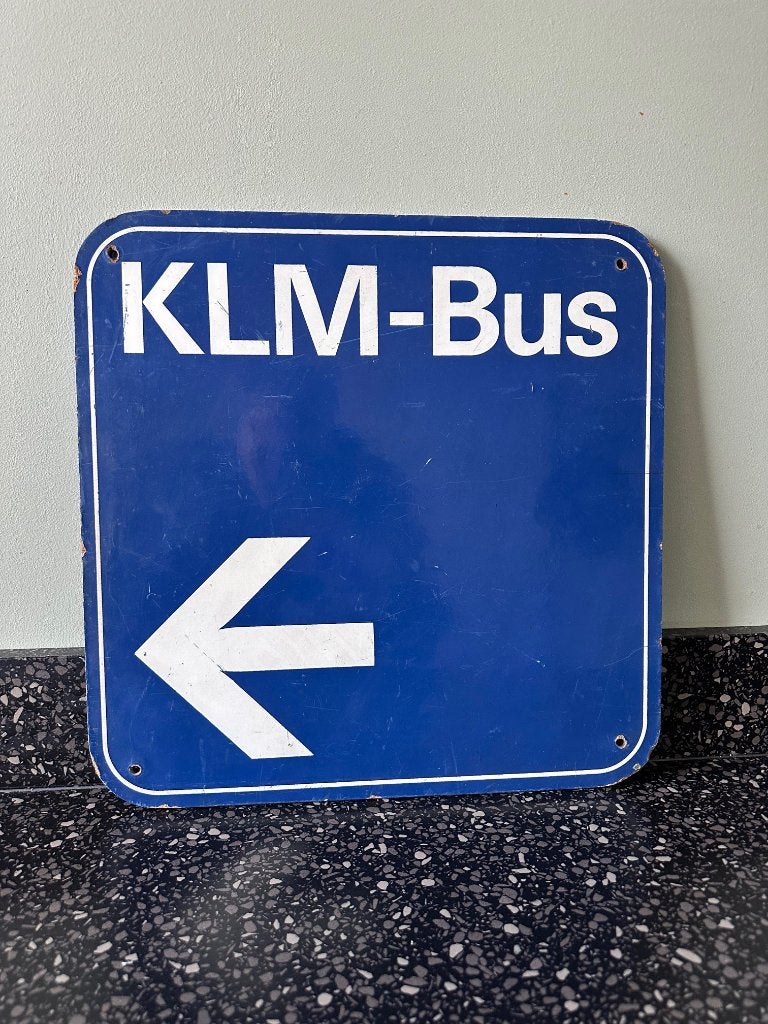 Mooi KLM - Bus bord. 41 x 41 cm., Ophalen of Verzenden, Gebruikt, Reclamebord