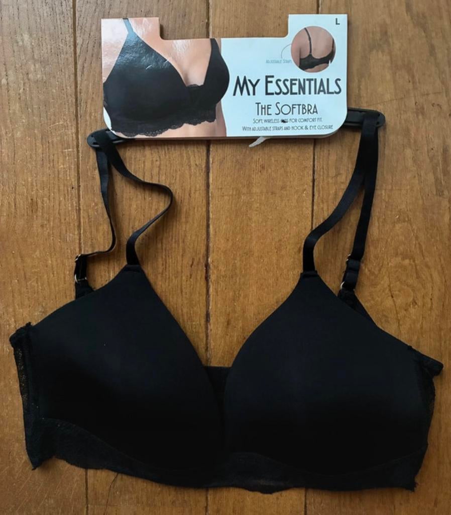 GRATIS My Essentials The Softbra, beha, BH maat L, met kant, Ophalen of Verzenden, Zwart, BH