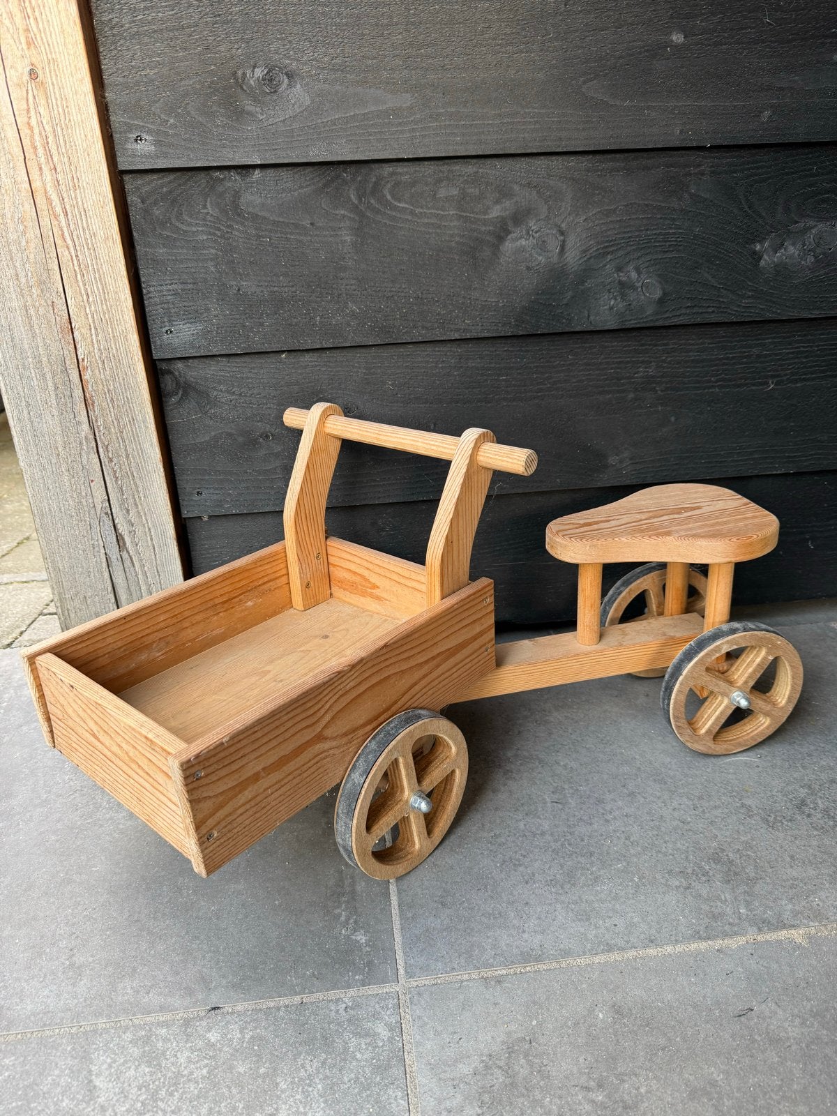 Houten loopfiets bakfiets voor kinderen, Fietsen en Brommers, Ophalen, Gebruikt, 1 kind, Overige merken