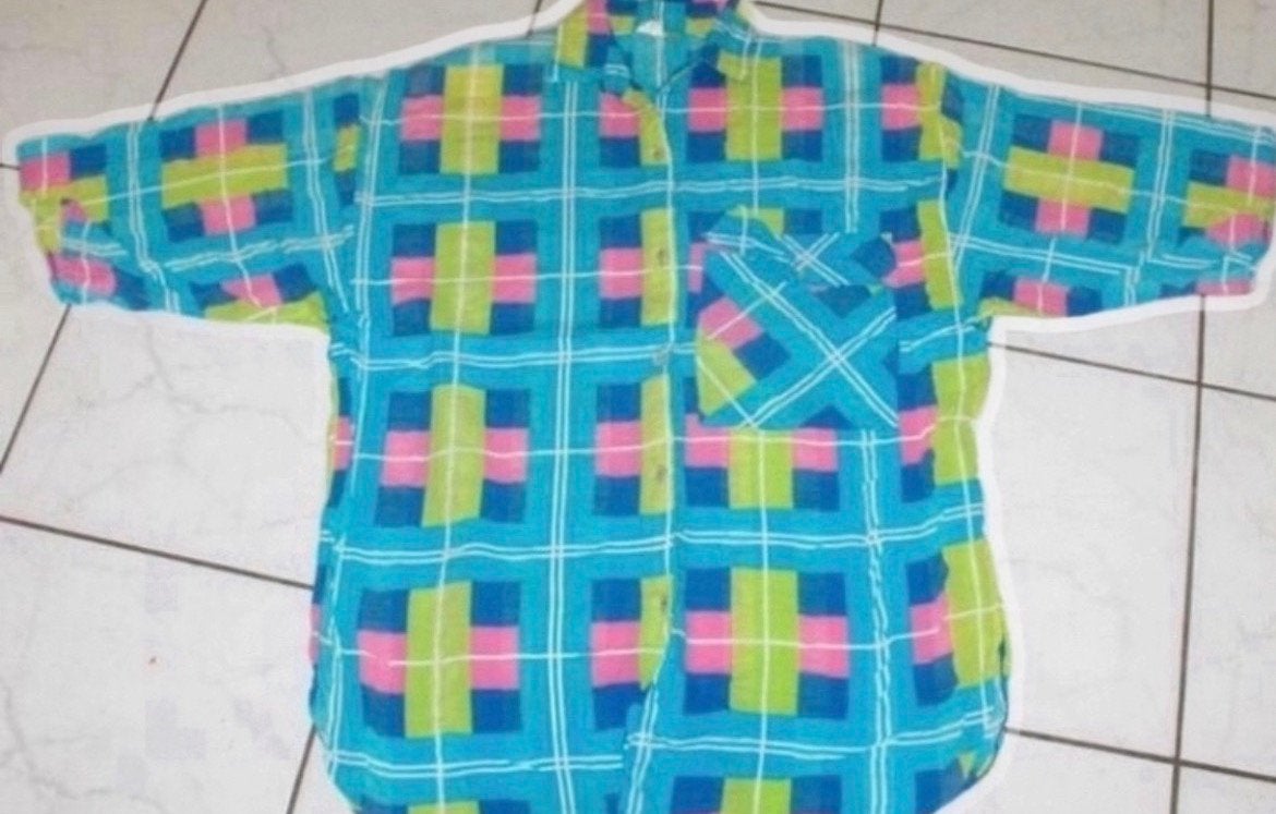 Aqua geruite blouse.  Maat M, Ophalen of Verzenden, Gedragen, Maat 38/40 (M), Blauw