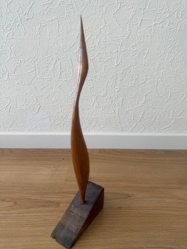Vintage houten vogel – handgesneden – 35 cm, Antiek en Kunst, Ophalen
