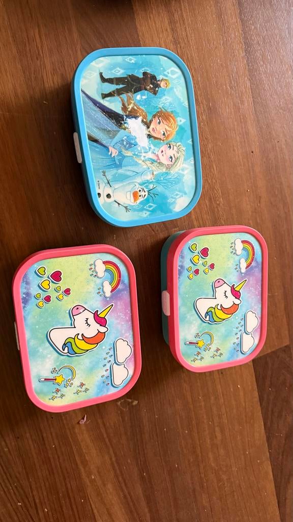 Mepal Broodtrommels: Frozen & Eenhoorn Design (3 stuks), Ophalen, Gebruikt