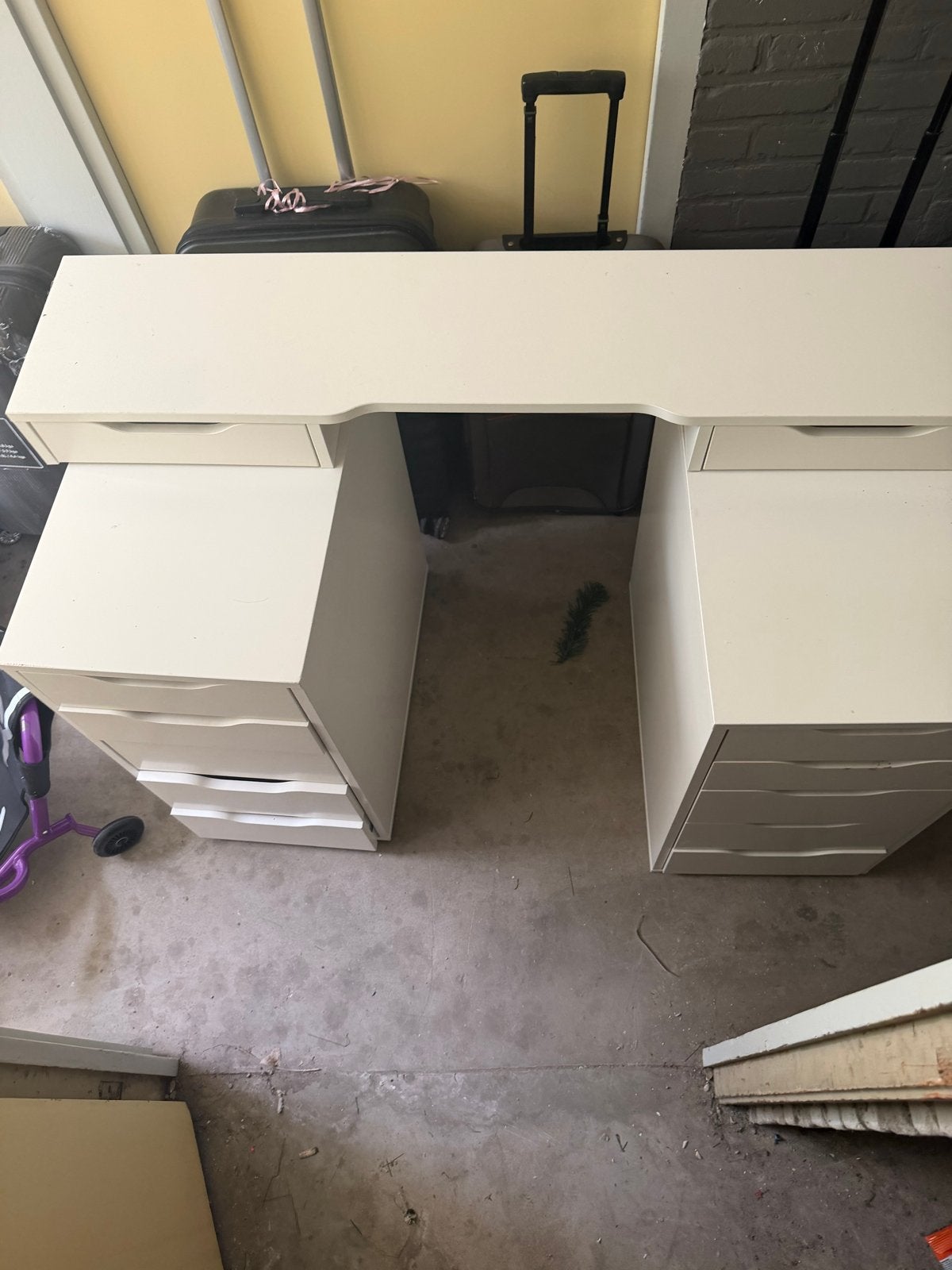 Witte kaptafel met lades en spiegel, Ophalen, Gebruikt, 5 laden of meer, 100 tot 150 cm