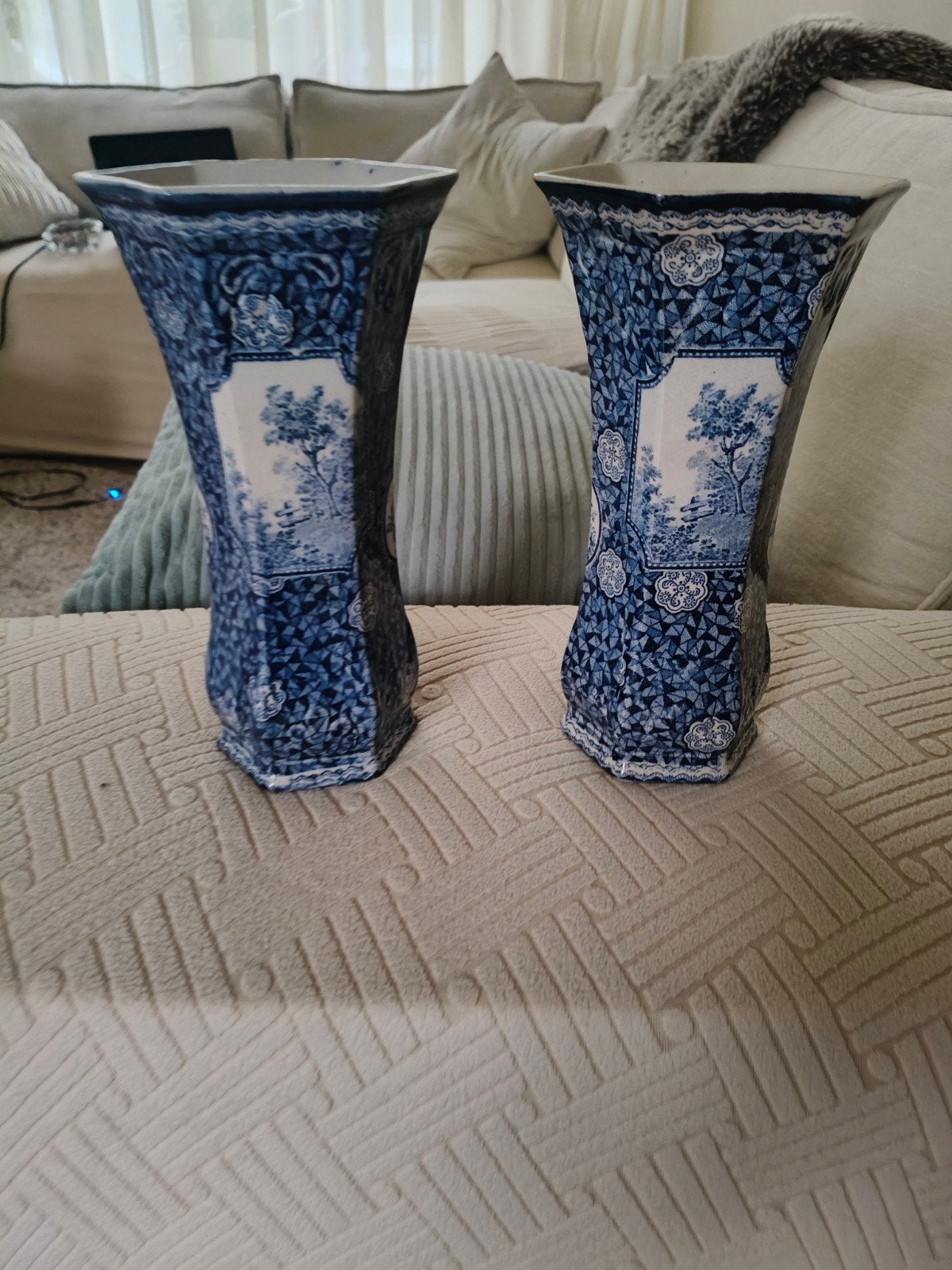Set van 2 antieke Delfts blauwe vazen, Ophalen of Verzenden