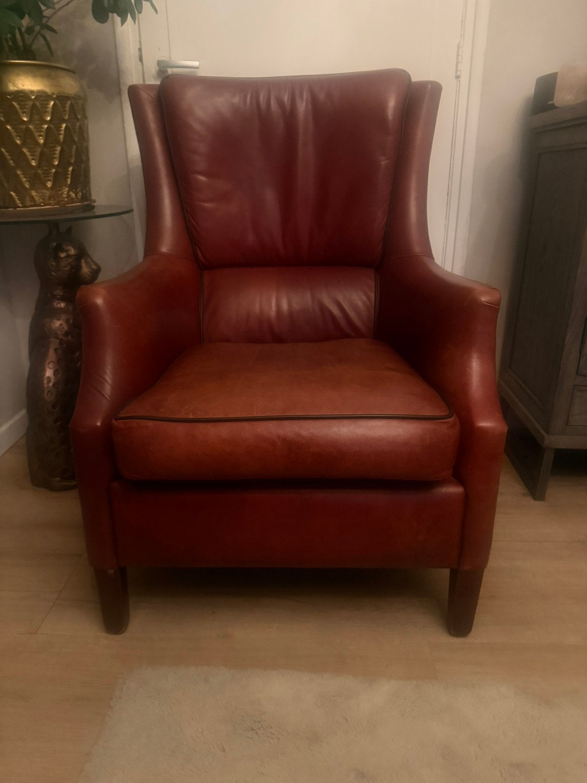 Schaapsleren Bendic fauteuil, Huis en Inrichting, Fauteuils, Ophalen, Zo goed als nieuw, 75 tot 100 cm, 50 tot 75 cm
