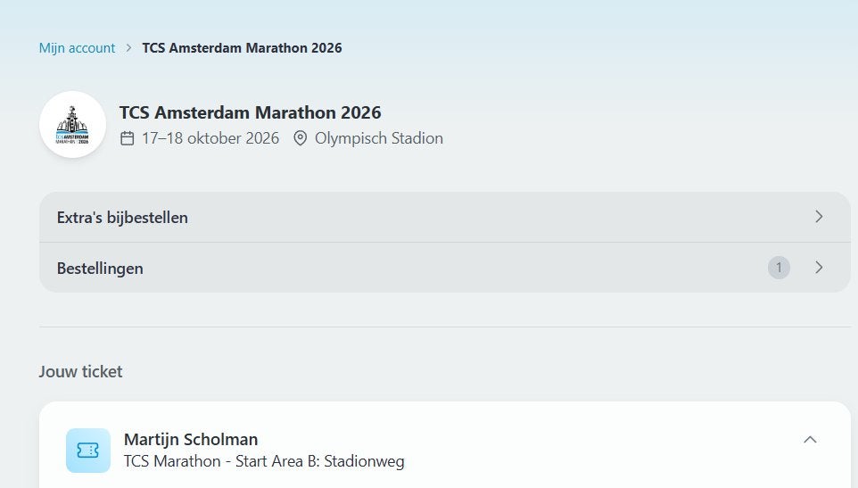 Startbewijs marathon van Amsterdam, Overige merken, Overige typen, Nieuw, Ophalen of Verzenden