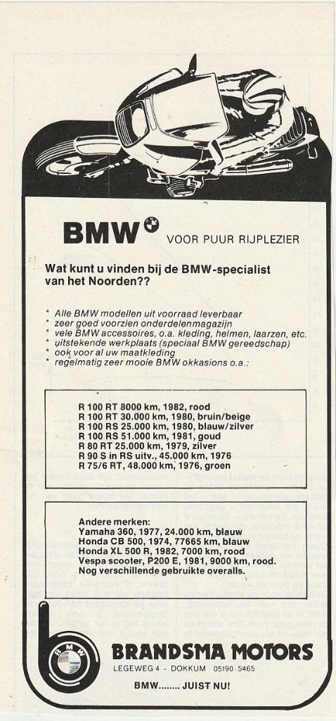retro reclame 1983 Brandsma Motors Dokkum de BMW specialist, Verzamelen, Verzenden, Overige typen