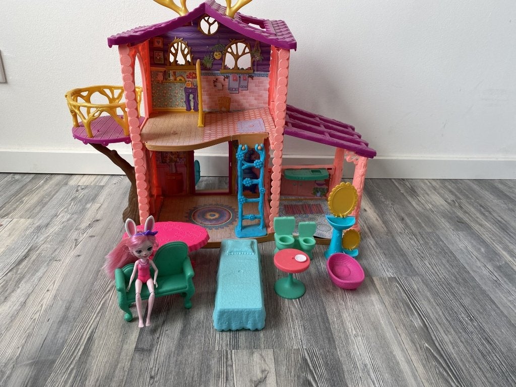 Enchantimals hertenhuis poppenhuis compleet met meubels, Ophalen, Gebruikt, Poppenhuis