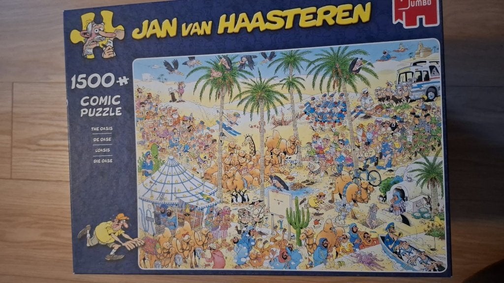 Jan van Haasteren De oase 1500 stukjes, Ophalen of Verzenden, 500 t/m 1500 stukjes, Zo goed als nieuw