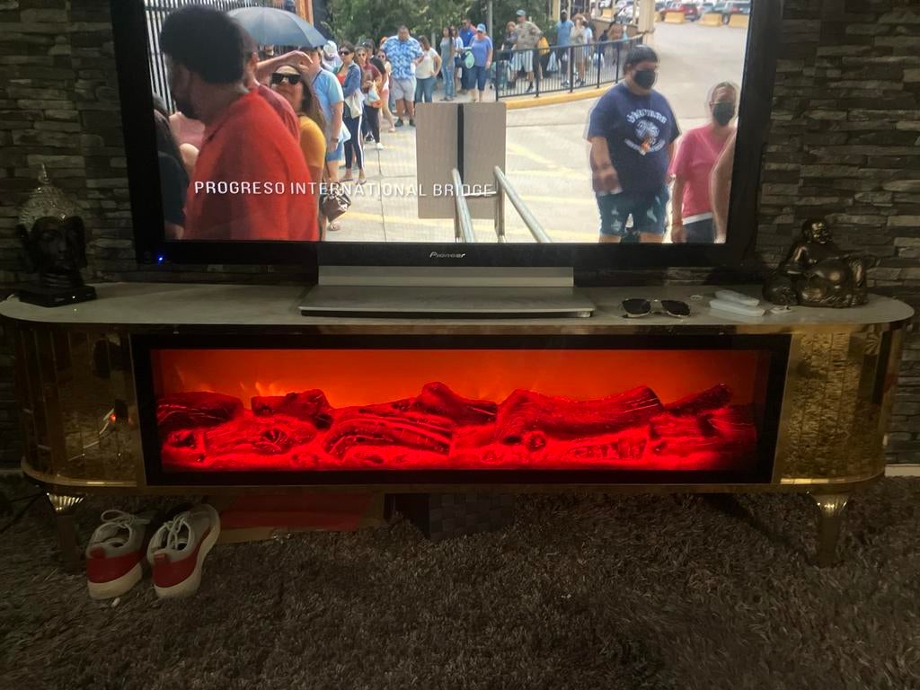 Tv meubel + sfeerhaard 2 kleuren + Bleutooth Music, Ophalen, Zo goed als nieuw, 25 tot 50 cm