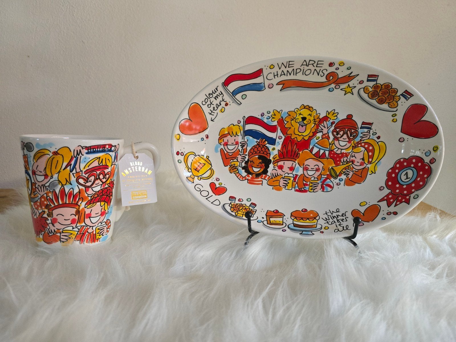Blond Amsterdam Oranje schaal en beker - WK/EK Voetbal, Ophalen, Meerkleurig, Overige stijlen, Zo goed als nieuw