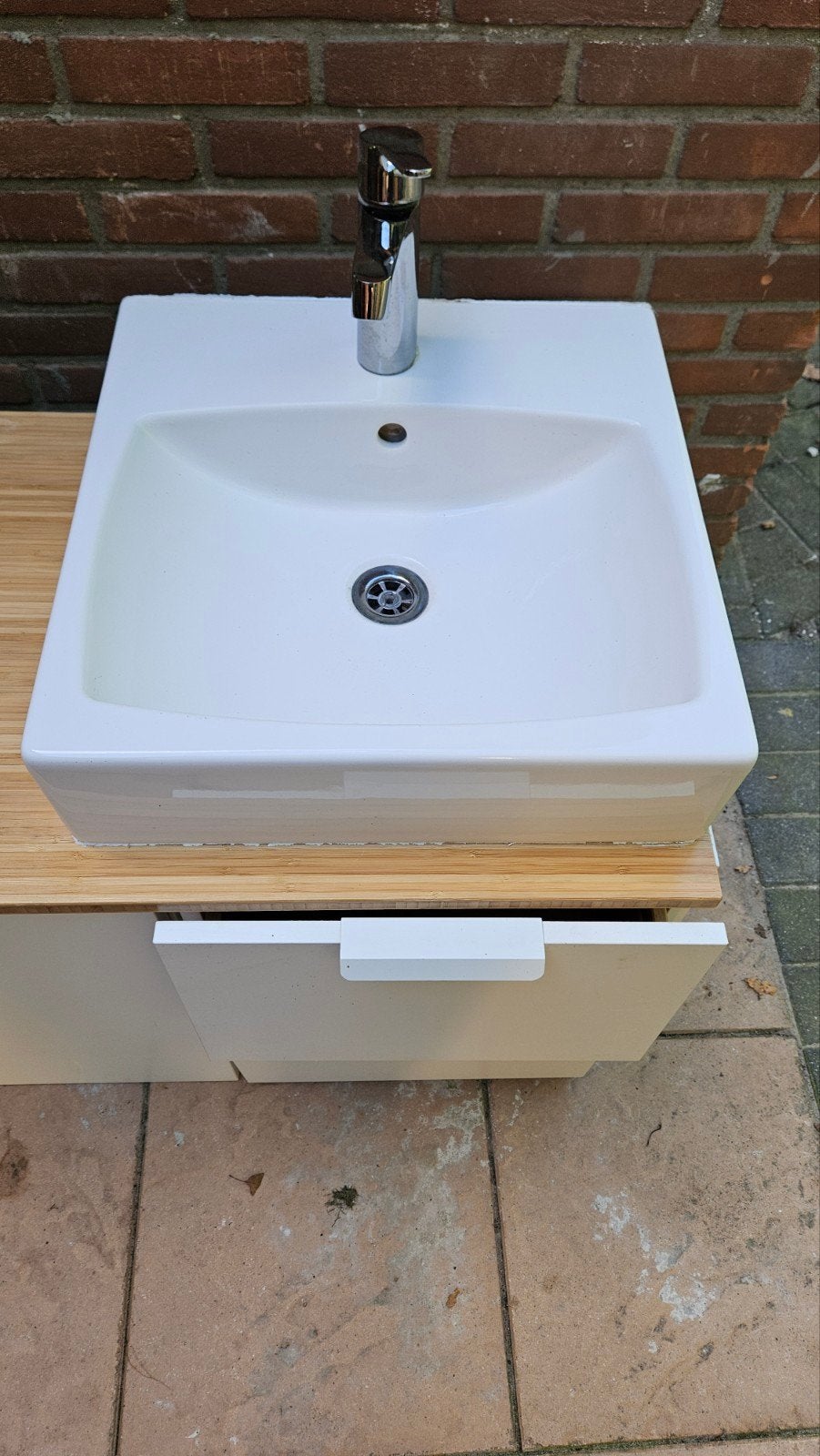 Dubbel wastafelmeubel met wasbak en toebehoren - 80 cm breed, Huis en Inrichting, Ophalen, Gebruikt, 50 tot 100 cm, Minder dan 100 cm
