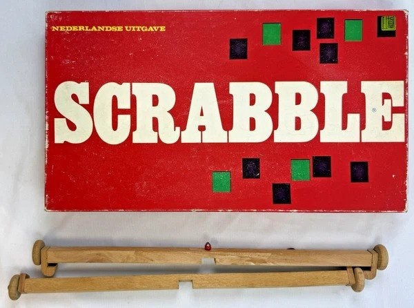 SIO Scrabble bordspel compleet met draaiplateau hout stenen