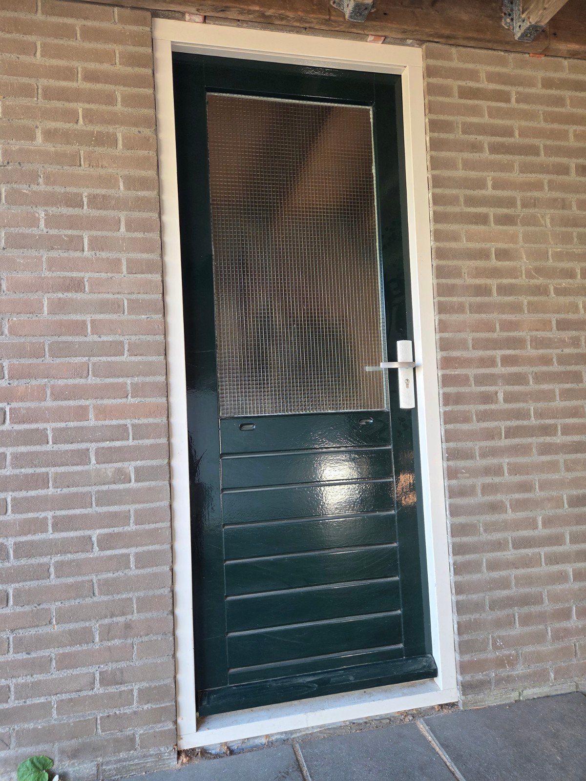 Maranti Buitendeur met Glas - Gebruikt, Gebruikt, 80 tot 100 cm, Ophalen of Verzenden, Buitendeur