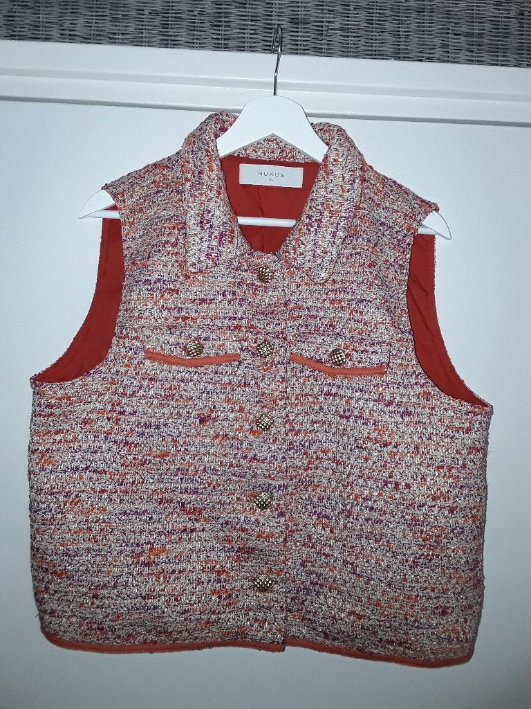 NUKUS Rood/Paars Gilet van Tweedstof Maat XL, Maat 46/48 (XL) of groter, Nieuw, Ophalen of Verzenden, Nukus